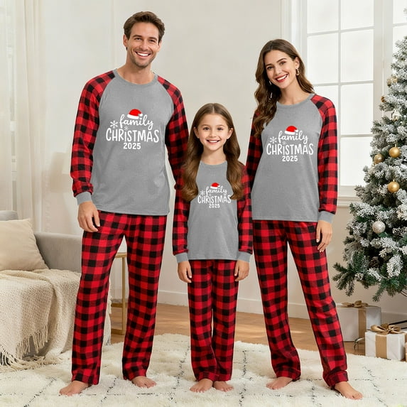 UQJfacai Christmas Family Matching Pajamas Sets Christmas Pjs Sleepwear Outfits for Christmas Holiday Xmas Party Long Sleeves Onesies