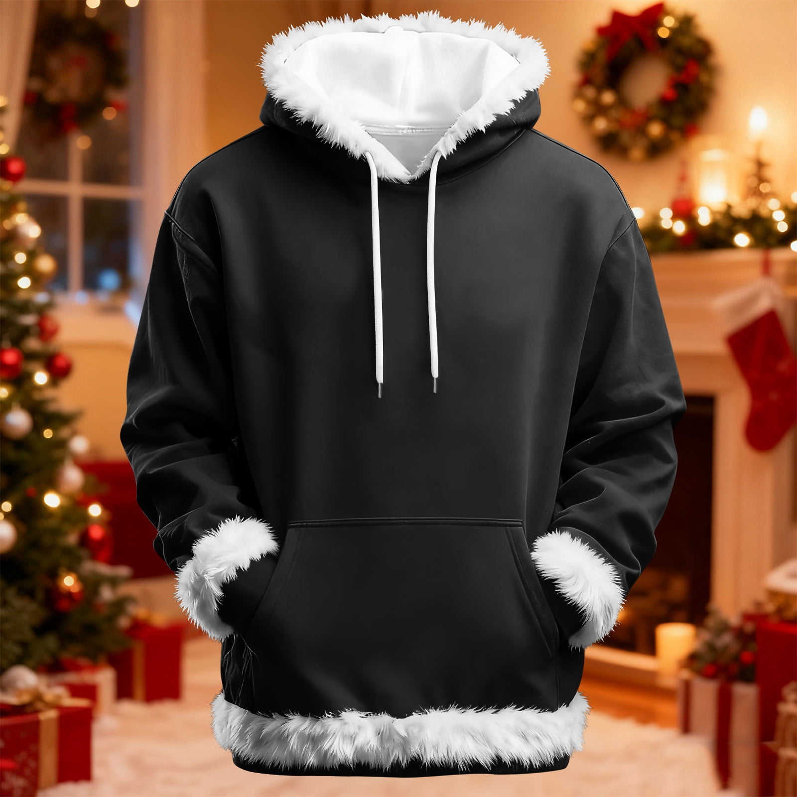 Faux Fur Hooded Sweatshirt