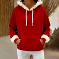 thumbnail image 1 of UQJfacai Christmas Hoodies for Women Faux Fur Trim Hooded Sweatshirts Santa Claus Xmas Holiday Long Sleeve Fleece Pullover Sweaters, 1 of 7