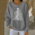 thumbnail image 1 of UQJfacai Christmas Sweatshirts for Women Christmas Tree Print Crewneck Sweater Ribbed Loose Fit Long Sleeve Xmas Holiday Pullover Tops, 1 of 4
