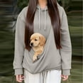 thumbnail image 1 of UQJfacai Dog Pouch Hoodies for Women Kangaroo Pocket Cat Pouch Sweatshirts Pet Carrier Fleece Pullover Pets Holder Long Sleeve Tops, 1 of 7