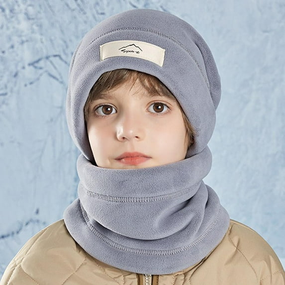 UQJfacai Fashion Winter Kids Hat Scarf Set for Boys Girls Toddler Knit Thick Warm Fleece Lined Beanie Hats Neck Warmer Set Cold Weather 4-10 Years