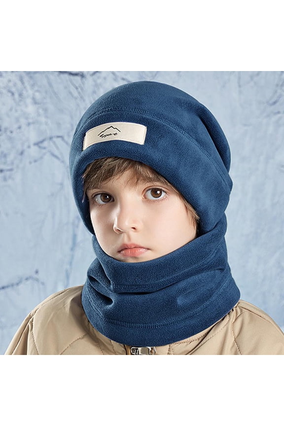 Fashion Winter Kids Hat Scarf Set for Boys Girls Toddler Knit Thick Warm Fleece Lined Beanie Hats Neck Warmer Set Cold Weather 4-10 Years
