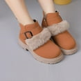 thumbnail image 1 of UQJfacai Girls Ankle Boots Side Zipper Short Booties with Buckles Fall Winter Fashion Faux Furs Non-Slip Low Heels Snow Boots, 1 of 6