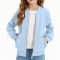 thumbnail image 1 of UQJfacai Girls Bomber Jacket Kids Fall Zip Up Athletic Jackets Long Sleeve Sweatshirts Casual Outerwear Coats with Pockets 5-15 Years, 1 of 7