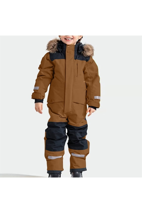 Girls Boys Snow Suits Kids One Piece Snowsuits Waterproof Windproof Jumpsuits Winter Outdoor Overalls Snowboarding Ski Suits