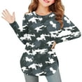 thumbnail image 1 of UQJfacai Girls Camo Shirt Kids Crewneck Long Sleeve Tunic Tops Fall Curve Hem Side Slit Casual Cute Blouses Tee 3-12 Years, 1 of 6