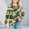 thumbnail image 1 of UQJfacai Girls Camo Shirts Crewneck Long Sleeve Tops Graphic Tees Casual Loose Soft Pullover Blouse T-Shirt with Pocket 5-14 Years, 1 of 8