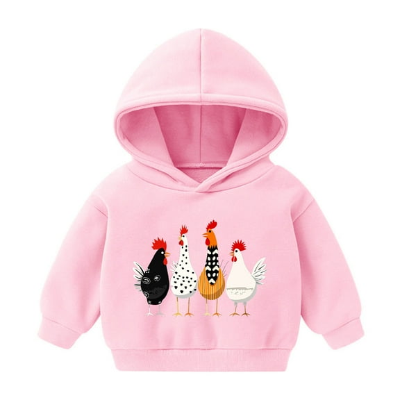 UQJfacai Girls Chicken Graphic Hoodies Toddler Thanksgiving Hooded Sweatshirts Fall Winter Cute Chicks Hoodie Tops 2-7 Years