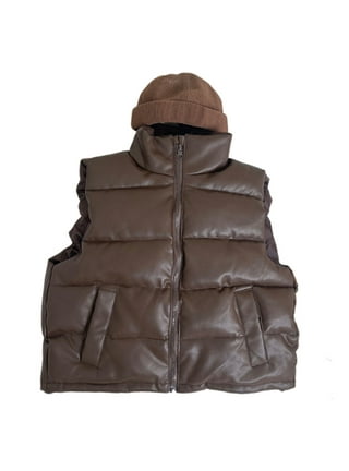 トップス NUTEMPEROR PU LEATHER PUFFER DOWN VEST nutemperor