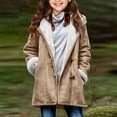 thumbnail image 1 of UQJfacai Girls Faux Suede Long Trench Coat Single Breasted Pea Coats Winter Jackets Sherpa Lined Hooded Overcoat Outerwear with Pocekts, 1 of 5