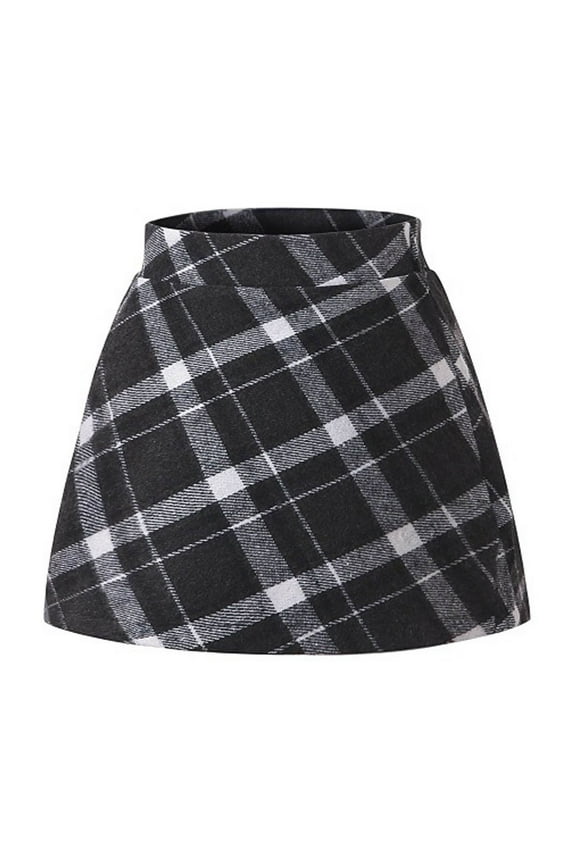 Girls Faux Wool Plaid Mini Skirt Fall Winter High Waisted Bodycon Pencil Uniform Skirts Cute Classic Trendy Preppy Tartan Skirts 3-13 Years