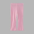 thumbnail image 1 of UQJfacai Girls Flare Leggings Kids Ribbed Knit Bell Bottom Tights High Elastic Waisted Flared Yoga Pants Fall Trendy Strechy Athletic Pants 2-8 Years, 1 of 4