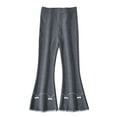 thumbnail image 1 of UQJfacai Girls Flare Leggings Kids Stretch Yoga Pants Bell Bottoms Flared Leg Elastic Waist Ribbed Tights with Bow Embroidery 1-14 Years, 1 of 2