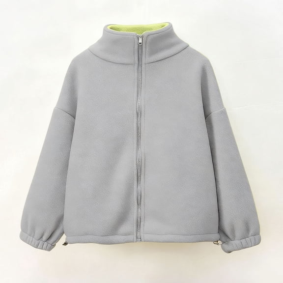 UQJfacai Girls Fleece Jacket Kids Boys Zip Up Stand Collar Sherpa Coat Fall Winter Fuzzy Soft Warm Casual Outerwear 3-12 Years