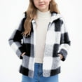 thumbnail image 1 of UQJfacai Girls Fleece Jacket Sherpa Plaid Long Sleeve Winter Coat Kids Fall Casual Open Front Hooded Cardigan Outerwear 2-8 Years, 1 of 6