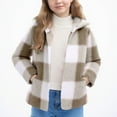 thumbnail image 1 of UQJfacai Girls Fleece Jacket Sherpa Plaid Long Sleeve Winter Coat Kids Fall Casual Open Front Hooded Cardigan Outerwear 2-8 Years, 1 of 7