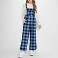 thumbnail image 1 of UQJfacai Girls Fleece Overalls Winter Warm Plaid Sherpa Fuzzy Jumpsuit Kids Casual Adjustable Straps Romper with Pockets 5-14 Years, 1 of 8