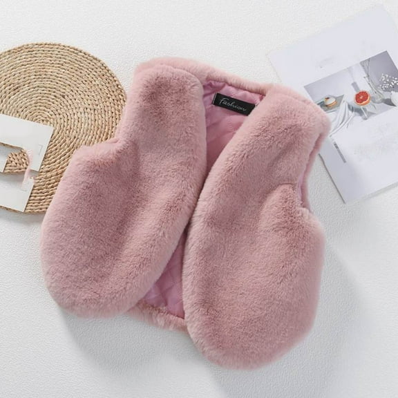 UQJfacai Girls Fleece Vest Toddler Faux Fur Fluffy Open Front Winter Coat Fuzzy Sleeveless Jacket Kids Warm Casual Outerwear 1-10 Years
