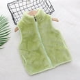 thumbnail image 1 of UQJfacai Girls Fuzzy Fleece Vest Toddler Sherpa Zip Up Sleeveless Fall Jackets Kids Stand Collar Winter Coats with Pockets 1-8 Years, 1 of 3