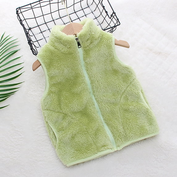 UQJfacai Girls Fuzzy Fleece Vest Toddler Sherpa Zip Up Sleeveless Fall Jackets Kids Stand Collar Winter Coats with Pockets 1-8 Years