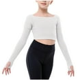 thumbnail image 1 of UQJfacai Girls Long Sleeve Dance Sweater Ribbed Knit Crop Tops with Thumb Hole Soft Ballet Warm Up Pullover for Leotards 5-16 Years, 1 of 8