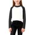 thumbnail image 1 of UQJfacai Girls Long Sleeve Mock Neck Pullover Tops Kids Casual Color Block Raglan Tees Fall Winter Soft Cozy Layering Shirts 0-13 Years, 1 of 5