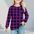 thumbnail image 1 of UQJfacai Girls Long Sleeve Shirts Kids Plaid Graphic Crewneck Pullover Tops Fall Casual Cute Blouses Tee with Pocket 5-14 Years, 1 of 7