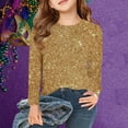 thumbnail image 1 of UQJfacai Girls Long Sleeve Shirts Kids Shiny Print Crewneck Tunic Tops Basic Tees Blouses Fall Fashion Sparkly T-Shirts 3-14 Years, 1 of 6