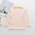 thumbnail image 1 of UQJfacai Girls Long Sleeve Striped T-Shirt Kids Casual Lettuce Trim Strech Ribbed Knit Pullover Cute Blouses Fall Tops 3-8 Years, 1 of 8