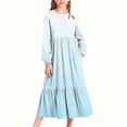 thumbnail image 1 of UQJfacai Girls Maxi Dress Gradient Long Sleeve Crewneck Casual Dresses Ruffle Flowy Dress with Pockets Party Holiday Outfits 4-15 Years, 1 of 6