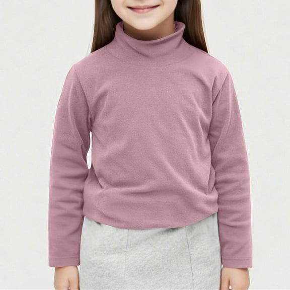 UQJfacai Girls Mock Turtleneck Shirts Soft Cotton Toddler Long Sleeve Solid Fall T-Shirt Kids Winter Warm Basic Pullover Top 1-14 Years