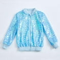 thumbnail image 1 of UQJfacai Girls Sequin Bomber Jacket Kids Lightweight Sparkle Long Sleeve Zipper Gradient Jackets Party Shiny Baseball Collar Outerwear, 1 of 2