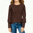 thumbnail image 1 of UQJfacai Girls Puff Long Sleeve Shirts Kids Fashion Ribbed Knit Tops Fall Winter Casual Loose Crewneck Tee Blouse 5-14 Years, 1 of 9