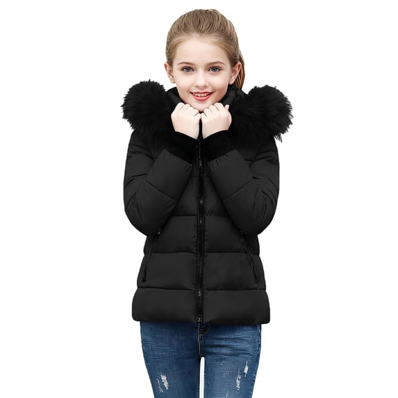 UQJfacai Girls Quilted Jacket Hooded Padded Winter Coat Casual Outerwear Long Sleeve Zip Up Jacket with Pockets