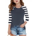 thumbnail image 1 of UQJfacai Girls Raglan Shirts Kids Trendy Striped Color Block Tunic Crewneck Blouses Fall Casual Fashion Long Sleeve Tee Tops 4-14 Years, 1 of 7