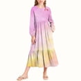 thumbnail image 1 of UQJfacai Girls Ruffle Maxi Dress Tie Dye Long Sleeve Crewneck Casual Flowy Tiered Dress with Pockets Party Holiday Outfits 4-15 Years, 1 of 6