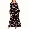 thumbnail image 1 of UQJfacai Girls Ruffle Maxi Dress Valentines Heart Print Long Sleeve Crewneck Flowy Dress with Pockets Party Holiday Outfits 4-15 Years, 1 of 6