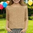 thumbnail image 1 of UQJfacai Girls Sequin Tops Sparkly Casaul Long Sleeve Shirts Kids Spring Summer Cute Lined Crewneck Tunic Blouses Tees 5-15 Years, 1 of 7
