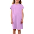 thumbnail image 1 of UQJfacai Girls Short Sleeve Dress A-Line Loose Casual Shift Swing Summer Crewneck T-Shirt Dress with Pockets 5-14 Years, 1 of 9