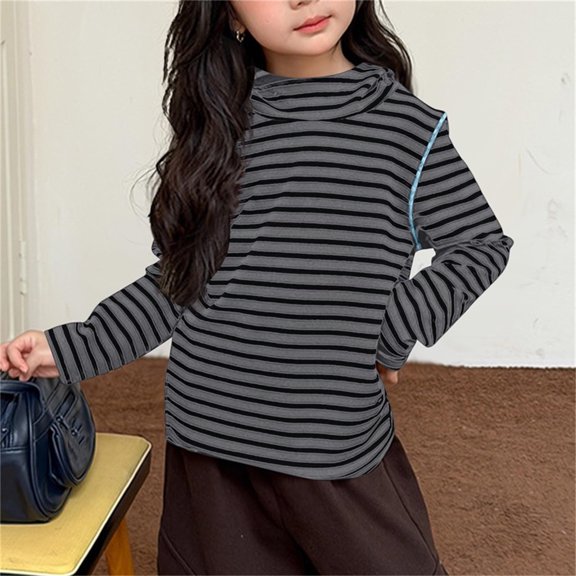 UQJfacai Girls Striped Hoodies Kids Casual Hooded Long Sleeve Tops Fall Winter Soft Cozy Loose Cowl Neck Pullover Sweater 2-16 Years