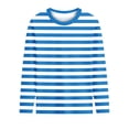 thumbnail image 1 of UQJfacai Girls Striped Long Sleeve T Shirts Kids Summer Oversized Tops Color Block Cute Casual Crewneck Tees 3-14 Years, 1 of 8