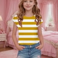 thumbnail image 1 of UQJfacai Girls Striped Shirts Color Block Short Sleeve T-Shirts Kids Summer Casual Crewneck Tunic Basic Tees Tops 5-15 Years, 1 of 7