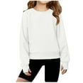 thumbnail image 1 of UQJfacai Girls Sweatshirt Kids Fall Casual Crop Tops Crewneck Fleece Pullover Winter Long Sleeve Shirts with Thumb Hole 4-15 Years, 1 of 6