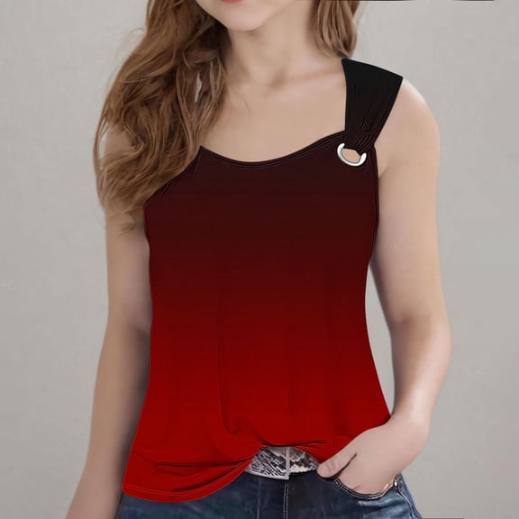 UQJfacai Girls Tank Tops Gradient Loose Fit Trendy Sleeveless Tunic Shirts O Ring Shoulder Summer Casual Beach Tanks 5-14 Years