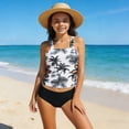 thumbnail image 1 of UQJfacai Girls Tankini Sets Two Piece Swimsuit Floral Cut Out High Waisted Bathing Suit Teen Cute Wide Straps Swimwear 4-13 Years, 1 of 5