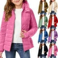 thumbnail image 1 of UQJfacai Girls Winter Coat Kids Lightweight Zip Up Hooded Quilted Jacket Thumb Hole Padded Puffer Outerwear with Pockets 3-12 Years, 1 of 9