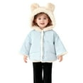 thumbnail image 1 of UQJfacai Girls Winter Coats Kids Fleece Lined Button Down Jacket Boys Sherpa Bear Ear Hooded Jackets Casual Outerwear 0-3 Years, 1 of 7