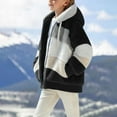 thumbnail image 1 of UQJfacai Girls Winter Fuzzy Fleece Jacket Kids Casual Hooded Color Block Patchwork Cardigan Coats Outerwear with Pockets 5-14 Years, 1 of 7