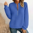 thumbnail image 1 of UQJfacai Half Zip Pullover Women Textured Mock Neck Sweatshirt Crewneck Long Sleeve Shirts Casual Raglan Loose Fit Fall Tops, 1 of 6